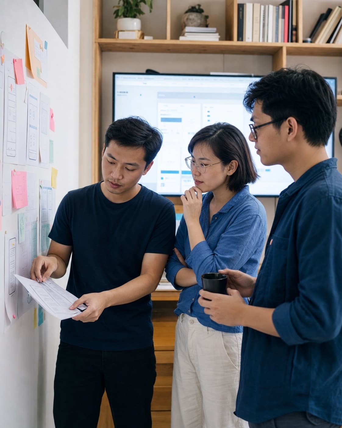 Nhóm sản phẩm đang cùng xem lại các bản thiết kế giao diện